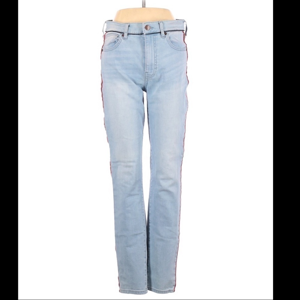 BCBGeneration Red Piped Skinny Stretch Blue Jeans - Picture 2 of 8